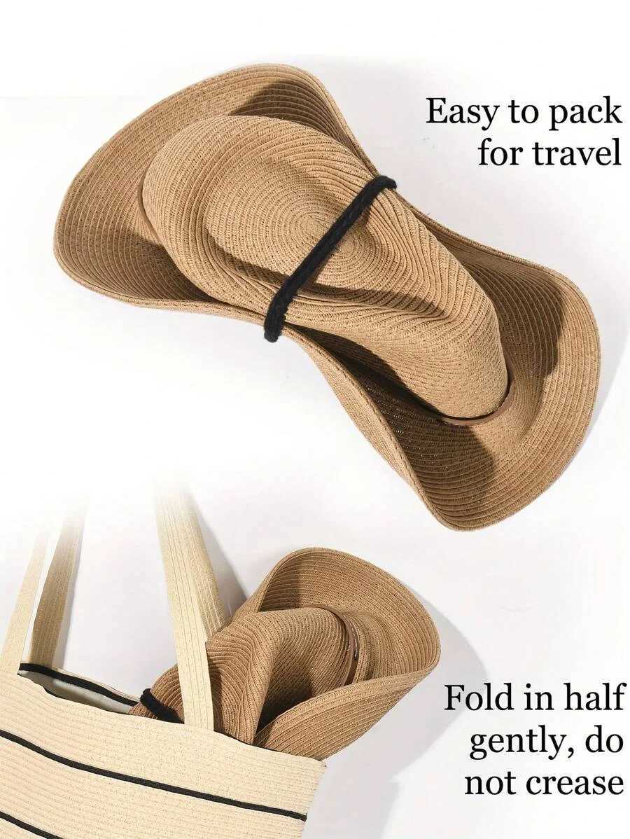 Women Summer Outdoor Foldable Beach Hats Big Size 62cm Cowboy Hat Men Jazz Str Hat UV Sun Protection Travel Fashion Sun HatsXJ250304