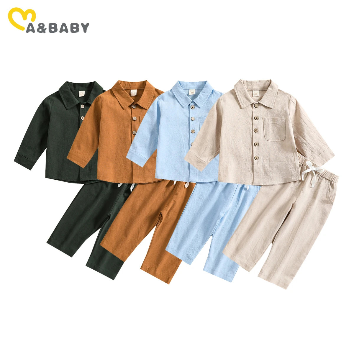 ma baby 6M-4Y Toddler Infant Kid Baby Boy Girl Clothes Sets Button Long Sleeve Shirt Tops Pants Casual Fall Spring Outfits 250304
