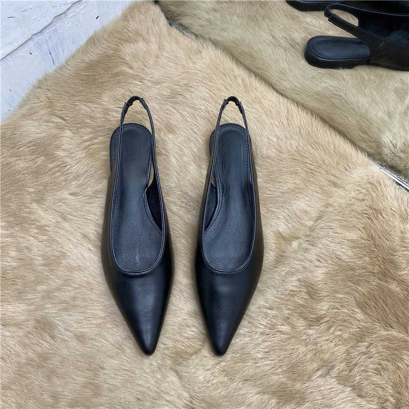 New Pointed Toe Flat Shoes Spring 2024 Closed Toe Strap Flat Heel Wens Sandals Z250304