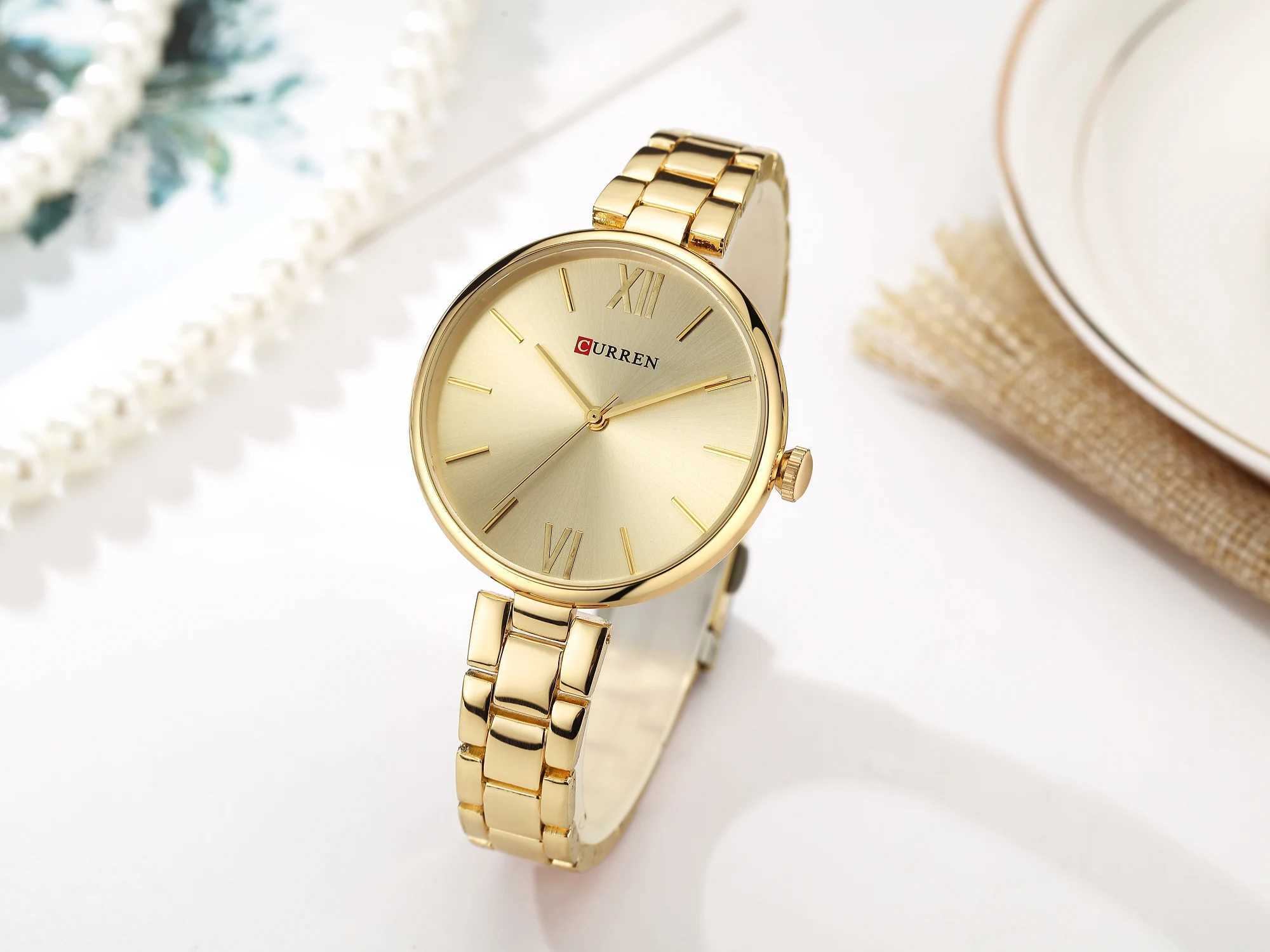 Curren 9017 Womens Elegant Three Hand Quartz Wrist Waterproof Luxury GiftXJ250304