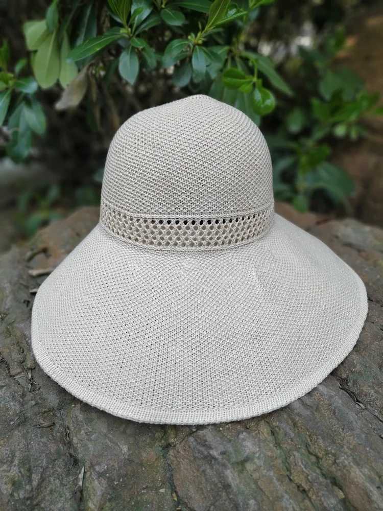 Summer Str hat with ribbon tie foldable beach hat outdoor sun hatXJ250304