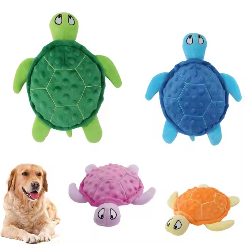 Squeaky Dog Toys, Soft Tough Turtle Plush Toy for Dogs Indoor Play Chewing Interactive Dog Toys with Non-Shedding Wear-resistant Material for Small an