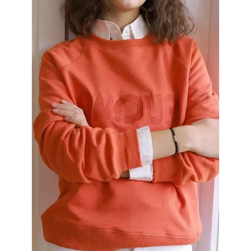 Spring New Women Cotton Round Neck Sweatshirt Letter Embroidery Casual Comfortable Long Sleeve Ladies Pullover