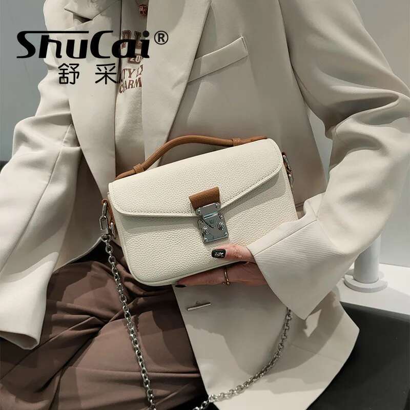 Chain Versatile Fashion Commuter Handbag Single Shoulder Messenger Bag High Grade Genuine Leather Top Layer Bags For Women