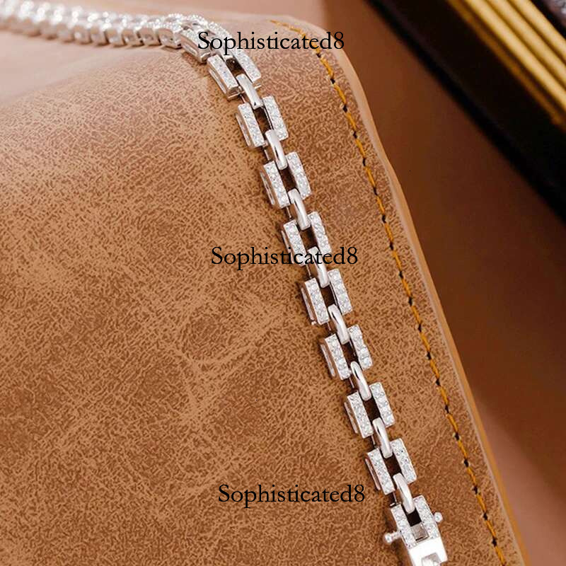 EWYA Designer Tank Chain Moissanite Bracelet for Women Party Wedding Fine Jewelry S Sterg Sier Dia Bracelets