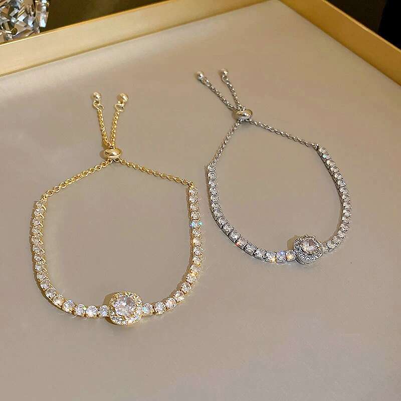Full of Rhies Adjustable Gold Plated Stainless Steel For Women 2022 New Trendy Square Zircon Bracelet Jewelry