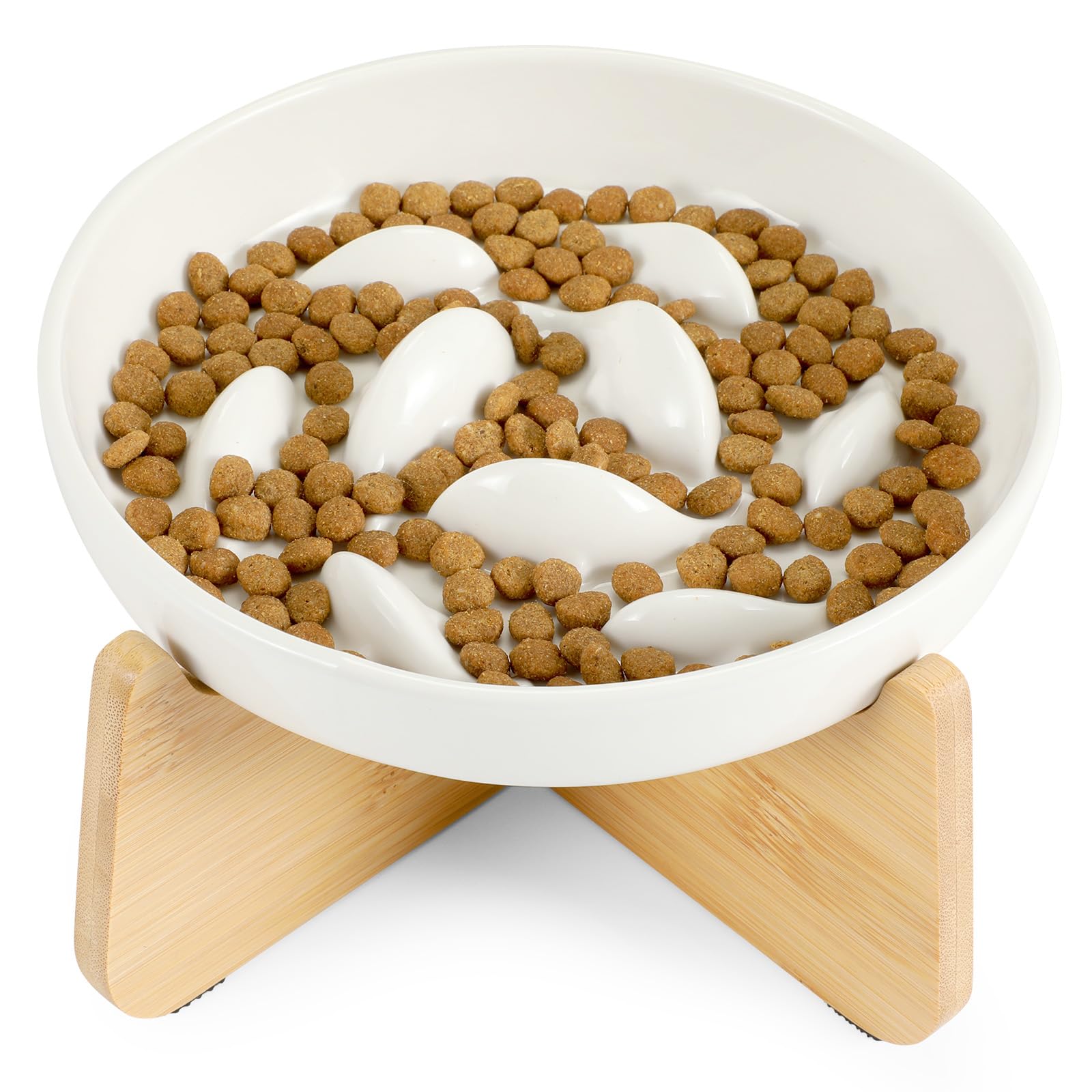 Durable Slow-Feeding Cat Dish with Built-In Support Perfect Heighted Edge for Feline Dining Comfort