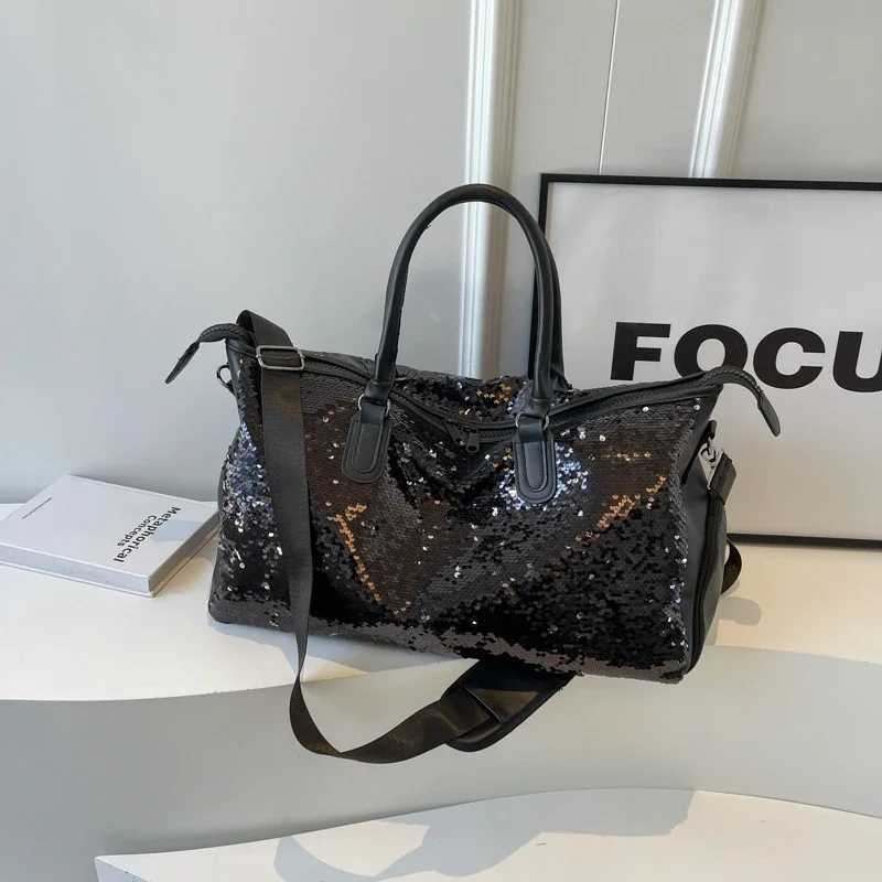 Large Capacity Sequin Fashion Travel Bag Multi-Zone Personalized PU Solid Handbag 2024 Hot Sale Bags for Women Bags Y250304