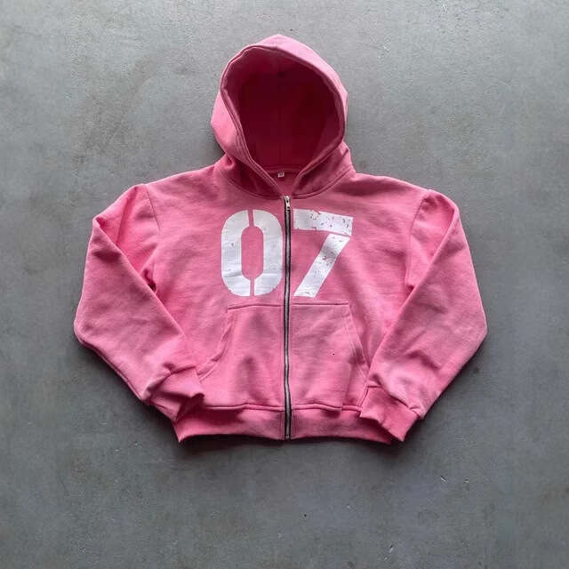 07 Trendy Street Loose Hoodie for Men and Women, Hip Hop, Sports Zipper, Hoodie, Pants Set gift for man