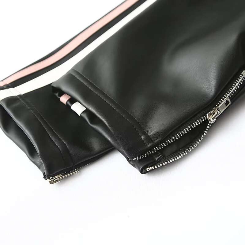 Woman's Street Style Faux Leather Cool Bow Coat Sweet Retro Lapel Long Sleeves PU Jacket Streetwear Zipper Outerwear
