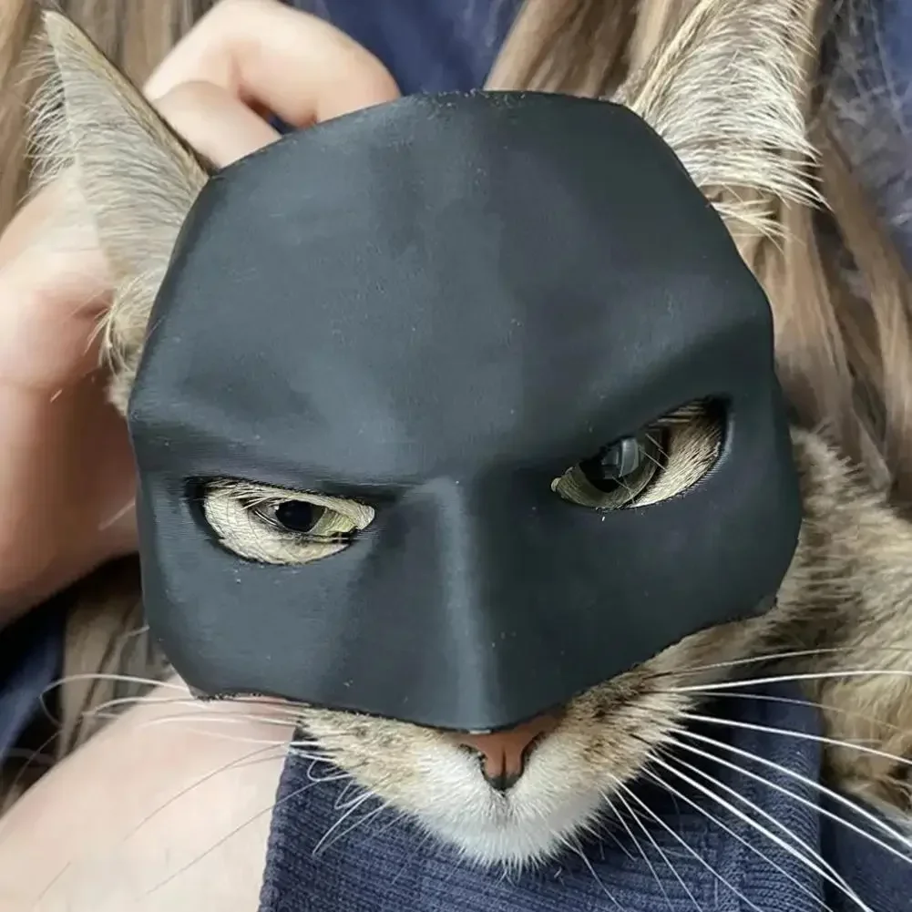 Bat Cat Avenger Mask, Black Matte Bat Mask Superhero Pet Toys, Cat Bat Pet Man Mask for Cat and Dogs Spooky Make-up Party Toy