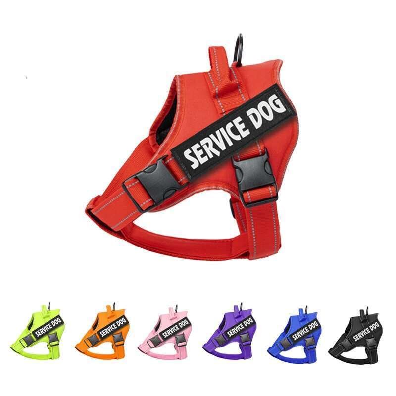 DHpet Service Dog Vest, No-Pull Harness with Handle, 6 Dog Patches, Night Safe Reflective Straps, Adjustabl Vest for Small, Medium, Large Breed Dogs
