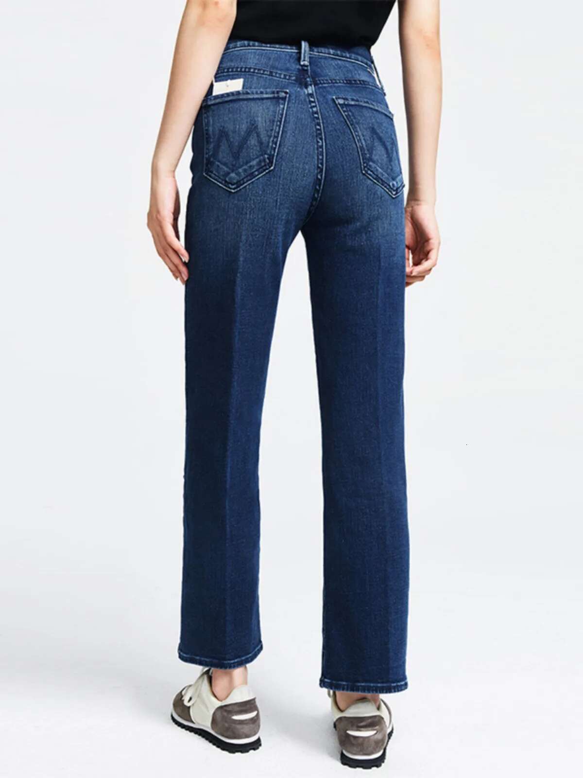 2024 Spring New High Waist Retro Straight Dark Blue Denim Jeans For Women