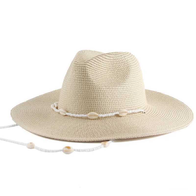 Fashionable 2024 designer chain necklace sun hat with shell suitable for womens summer folding beach hat wholesale of womens fashionable party hatXJ25
