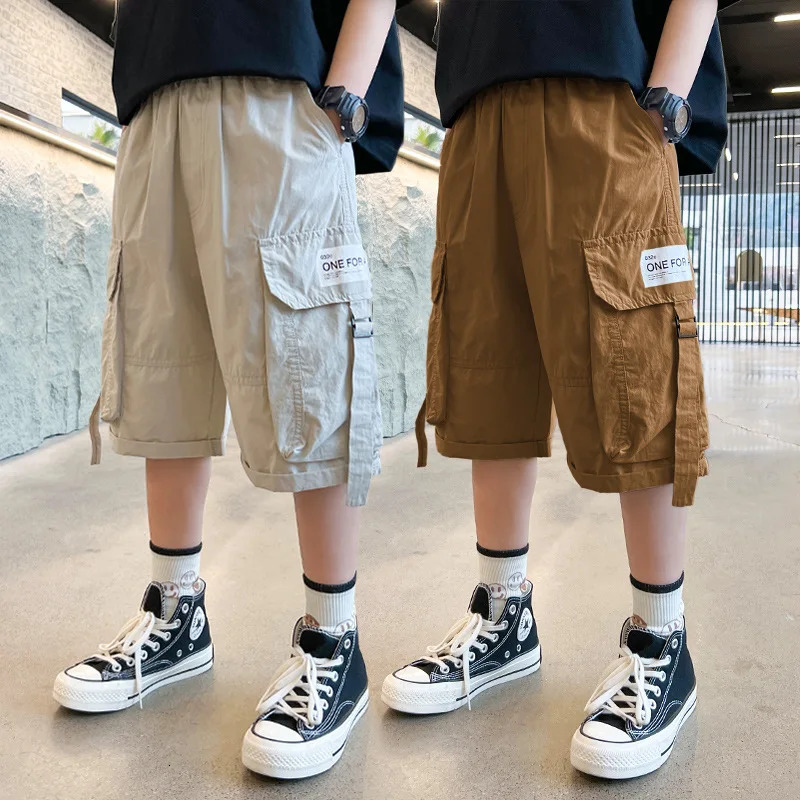 Boys Short Pants Children Clothes Summer Classic Soft Cotton Casual Pockets Cargo Shorts Teen Jogger Fashion Clothing 250304