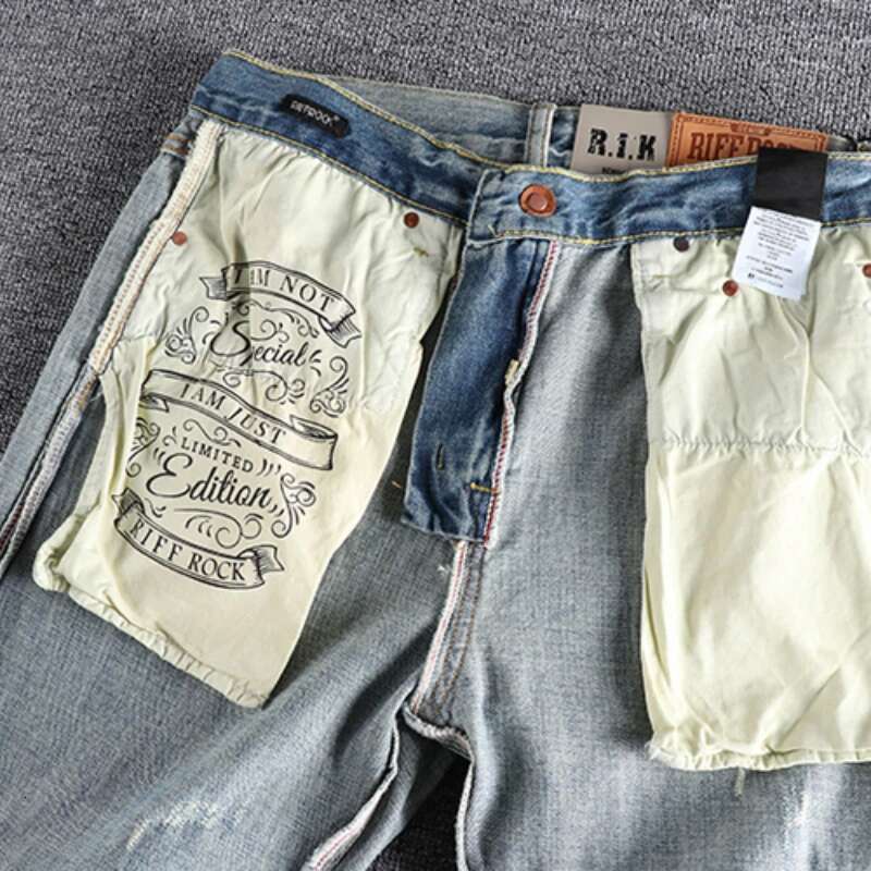 Heavy Washing In Autumn To Make Worn Bai Qian Blue Jeans Men Slim Small Straight Joker Youth Casual Pants Tide