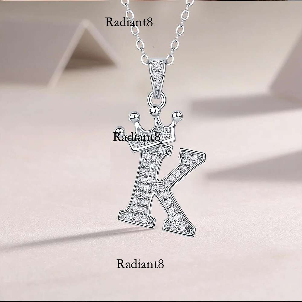 Sier Initial Necklace Sparkg Full Moissanite Dia Pendant Charm Necklaces for Women Letter Name Choker Jewelry Gift