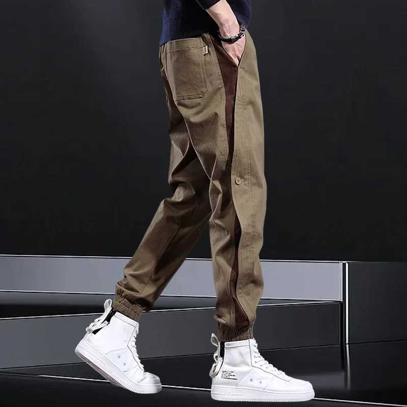American retro labor protection work pants mens spring and summer thin loose trouser bunches outdoor overallsXJ250303