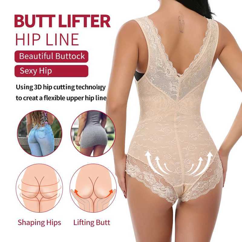 Floral Lace Shapewear Bodysuit for Women Tummy Firm Control Slimmer Open Bust Body Shapers Backless Butt Lifter UnderwearXJ250304