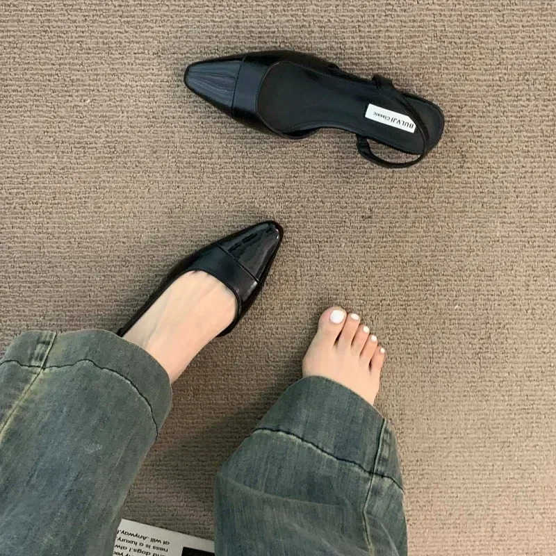 New 2025 summer ladies open heel fiable elegant ladies outdoor low heel wen beach dress wen Korean sandals large size Z250304