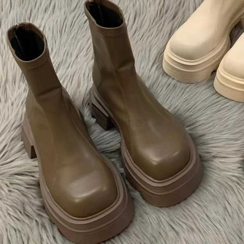 Ankle Mid H Boots Winter New Fion Platform Wen Zipper Shoes Goth Casual Motorcycle Boots Wen Thick Shoes Z250304