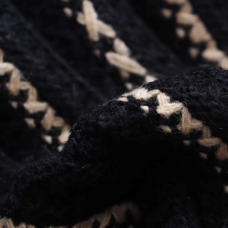 Fashion 12% Wool Embroidered Striped Texture Knitted Pants Women's Elastic Waist Full-Lenth Trousers New Tide 7Ab6323