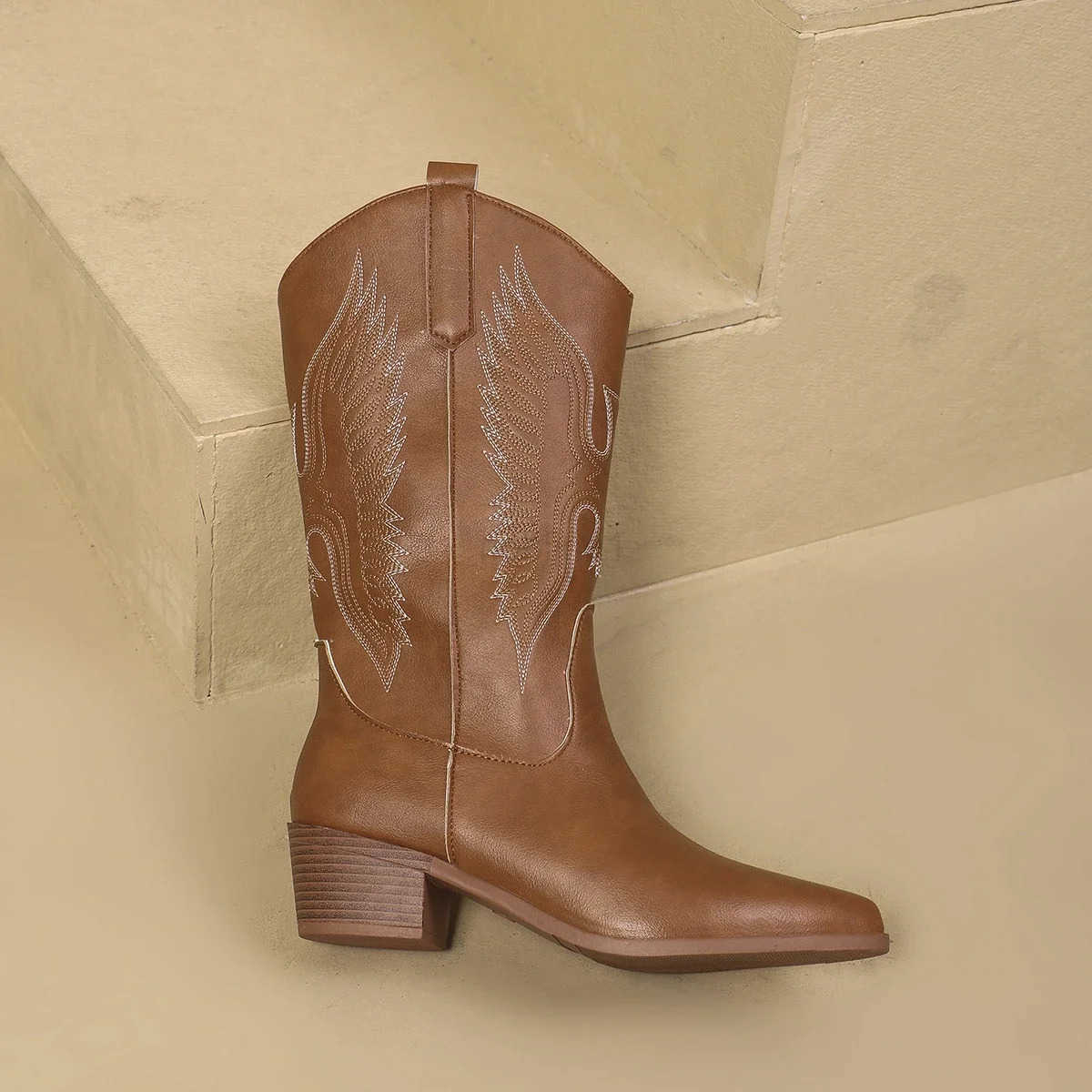 Cowgirl High Knee Boots New Trend Wedge H Embroidered Winter Shoes for Wen White Red Cowgirl Cowboy Boots Z250304