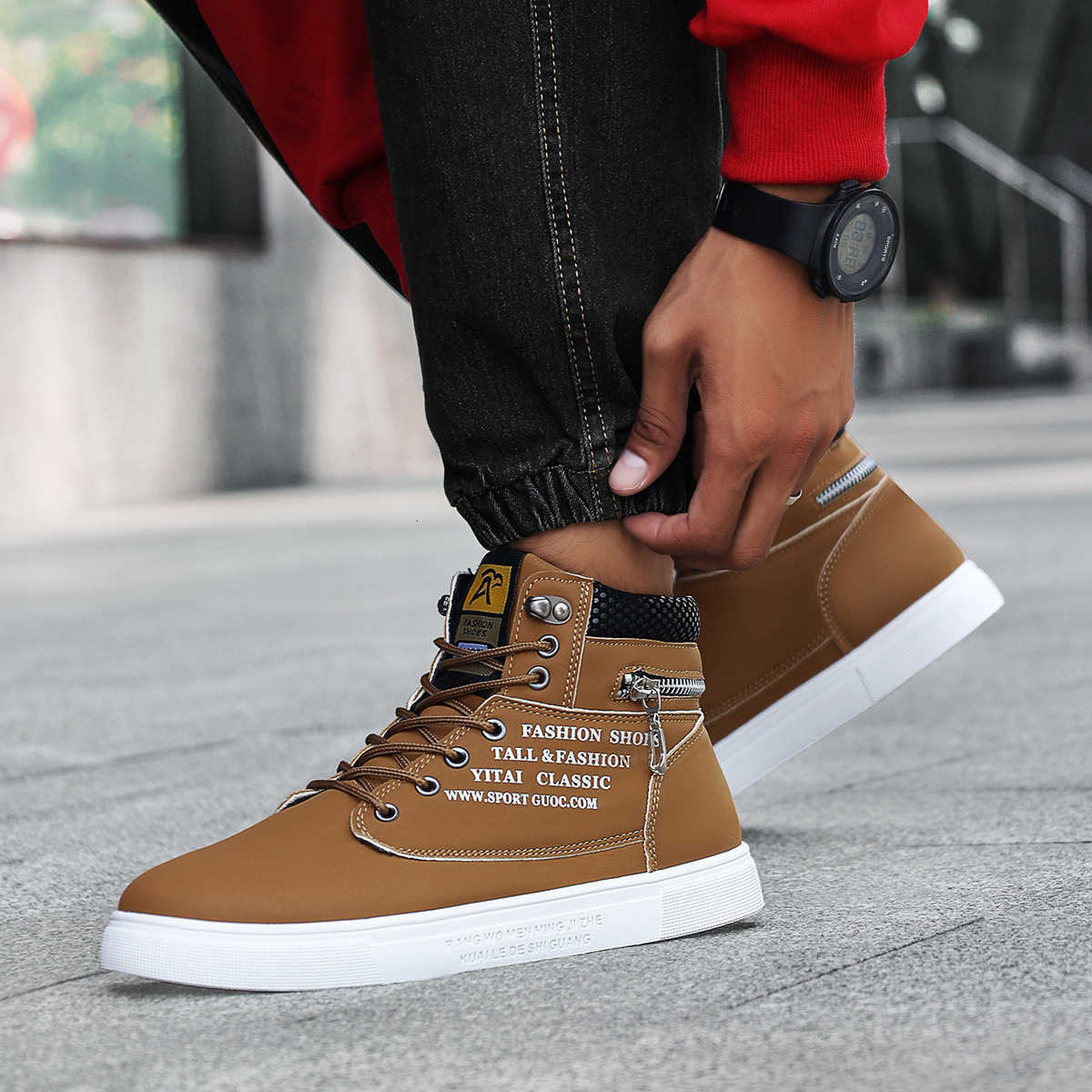 2025 New Plus Size Niche Designer Men's Shoes High Top Men's Clothing Seasonal Styles Fashionable And Versatile Board Shoes Casual Sports Sh