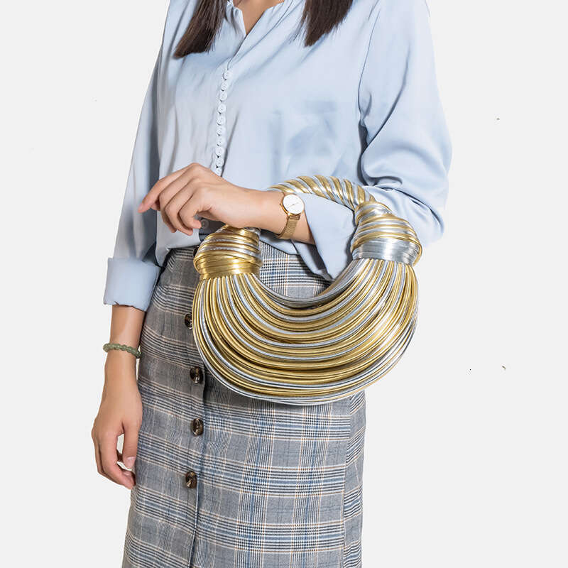 New Fashionable Hand Woven Handbag For Women, Niche Knotted Noodle Bag, Hand-Held Armpit Dumpling Bag