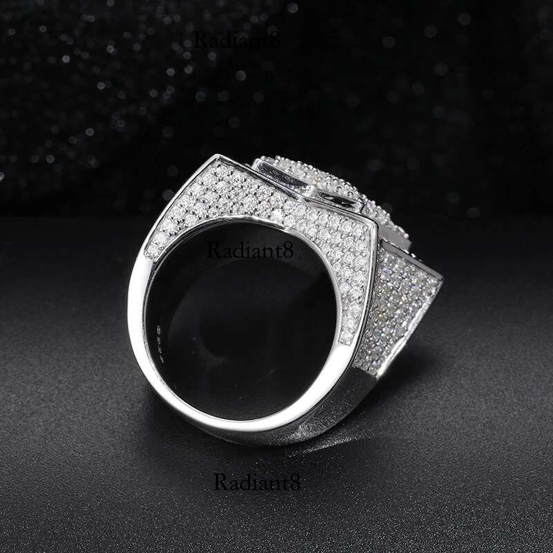 Fine VVS1 With Certificate Star For Men Sterg Sier Moissanite Rings Hip Hop Jewelry