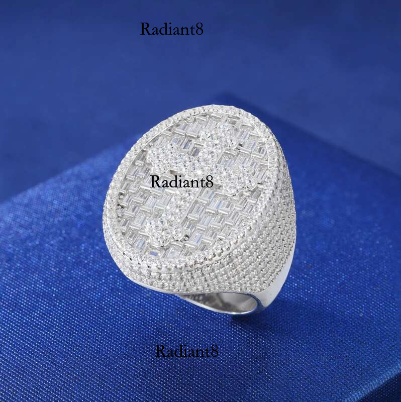 S Full Moissanite Dia Cross Ring Men Iced Out urious Christianity Rings Hip Hop Bg Rapper Sterg Sier Jewelry