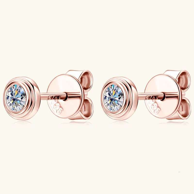 IU D0.10CT Moissanite Dia Round Stud Earrings Sterg Sier Original Fine Jewelry for Women Girls Anniversary Gifts