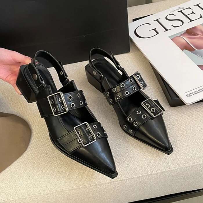 Pointed French Style Toe Mary Jane 2025 New Summer Retro Shoes for Designer Sandals Women
