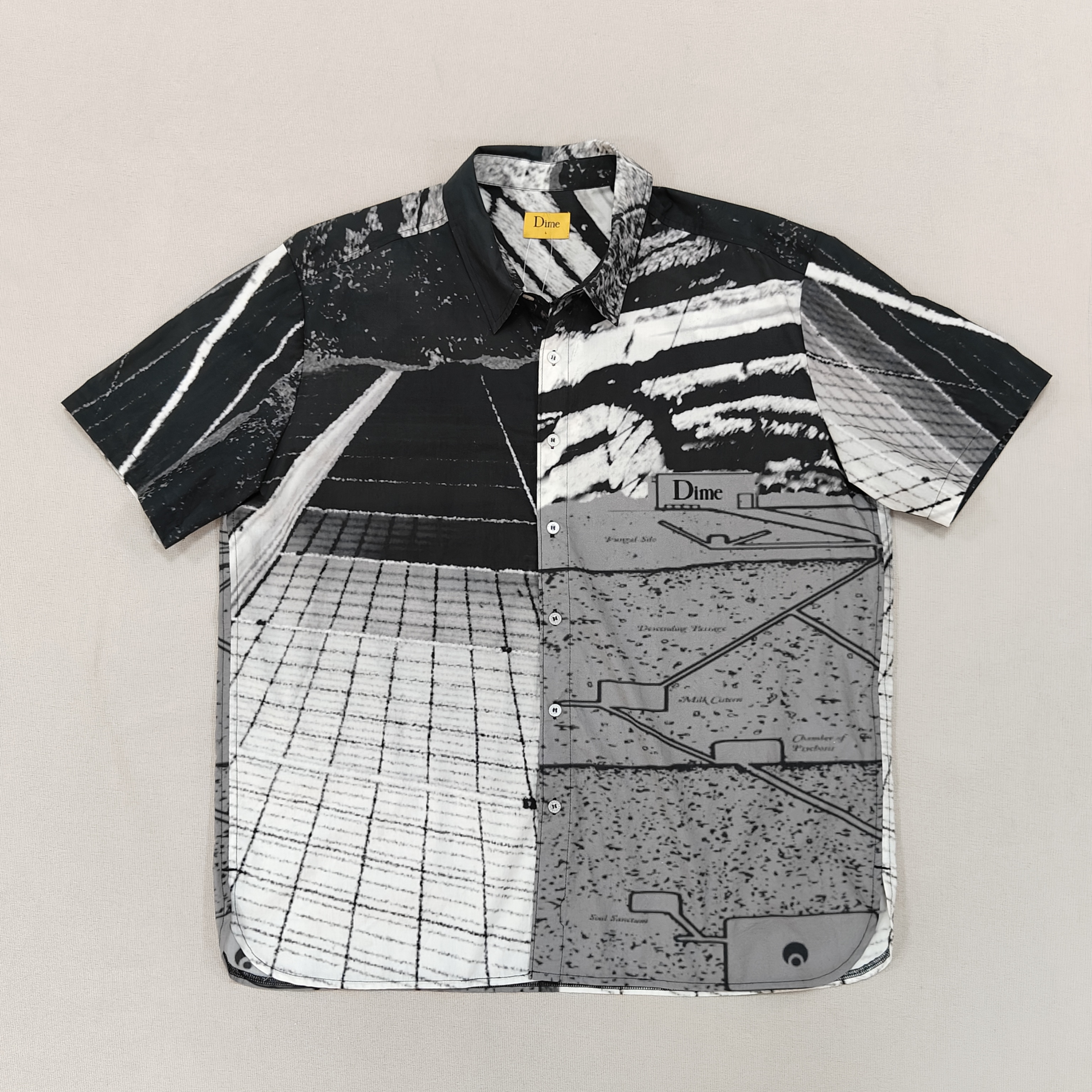 Men's Dark Green Patchwork Print Shirt Casual Shirt with Short Sleeve Street Style Print Loose Fitted