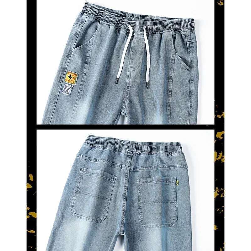 New Men Stylish Classic Elastic Waisted Street Jeans Male Designer Ripstop Denim Pants Cheap Bound Feet Casual Hot Sale Trousers