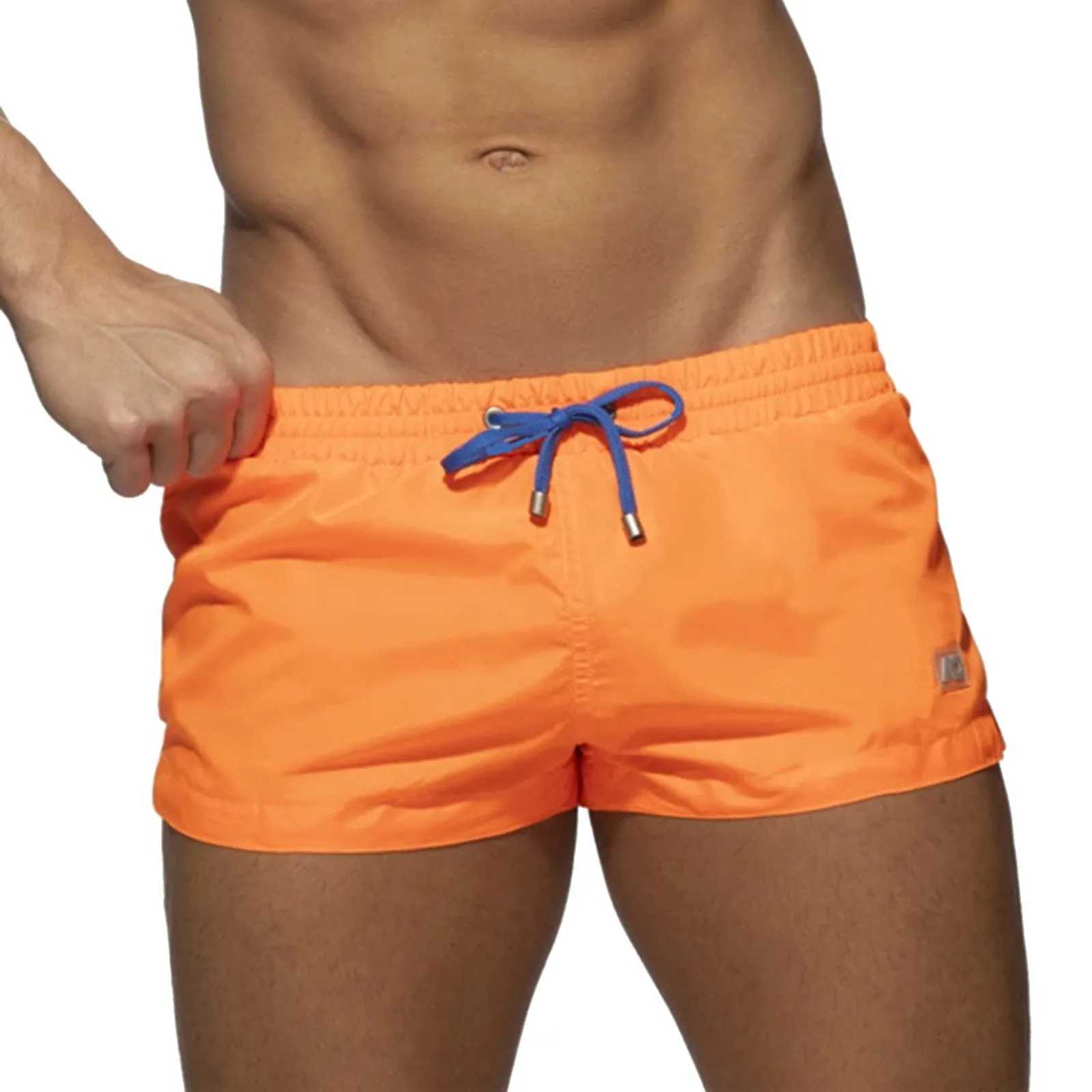 Male Color Matching Shorts Zipper Pocket Slit Trousers Swimming Sports Pants Mens Beach Shorts Summer Outwear Sexy TrousersT250304