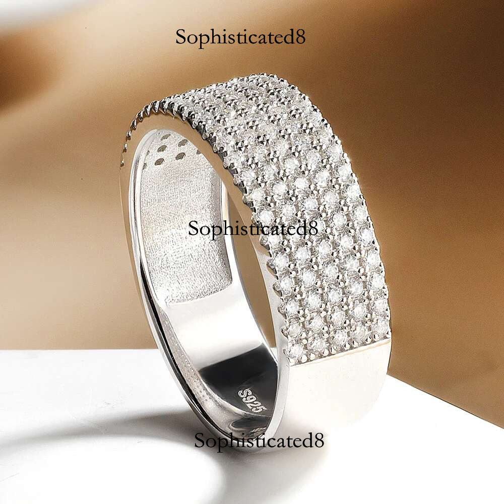 Serenity D Color VVS1 1.1mm 5 Row Real Moissanite For Women S Sier Bands Plated Lab Dia Wedding Rings Jewelry