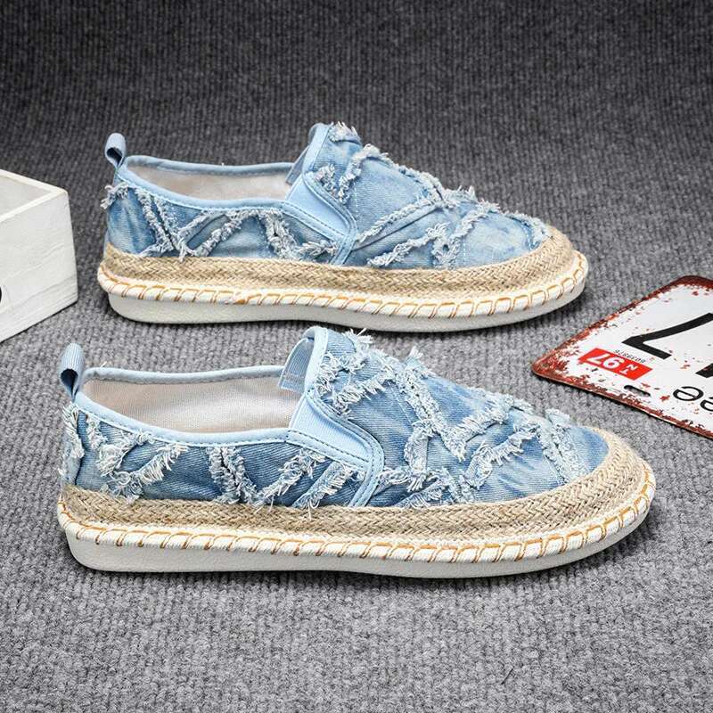 Summer en Loafers Classic Slip On Causal Espadrilles Canvas Flats Shoes Men Breathable Driving Footwear Male