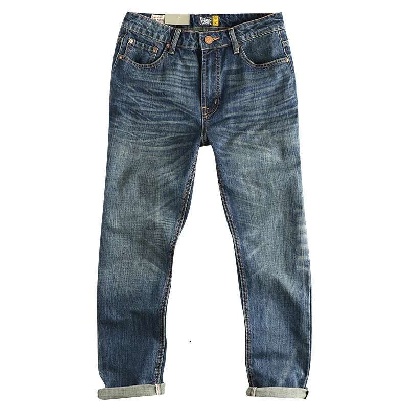 2025 Spring And Autumn New American Retro Men's Washed Straight Leg Jeans Fashion Comfortable 97% Cotton Cargo Casual Pants