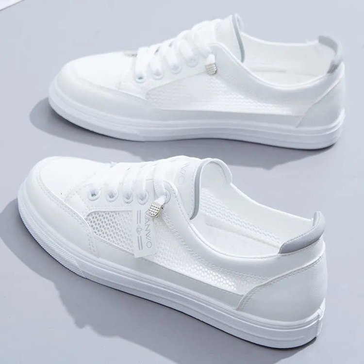 2025 new summer thin mesh breathable single student flat bottom casual designer women's shoes round toe easy to match women's white sports s