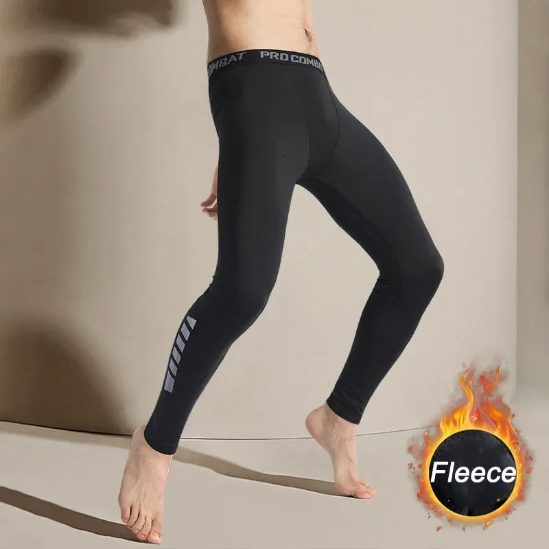 Mens Warm Compression Leggings 12 Pcs Sport Training Pants Dry Fit Running Tights Fitness Basketball Jogging Fleece Trousers 250304