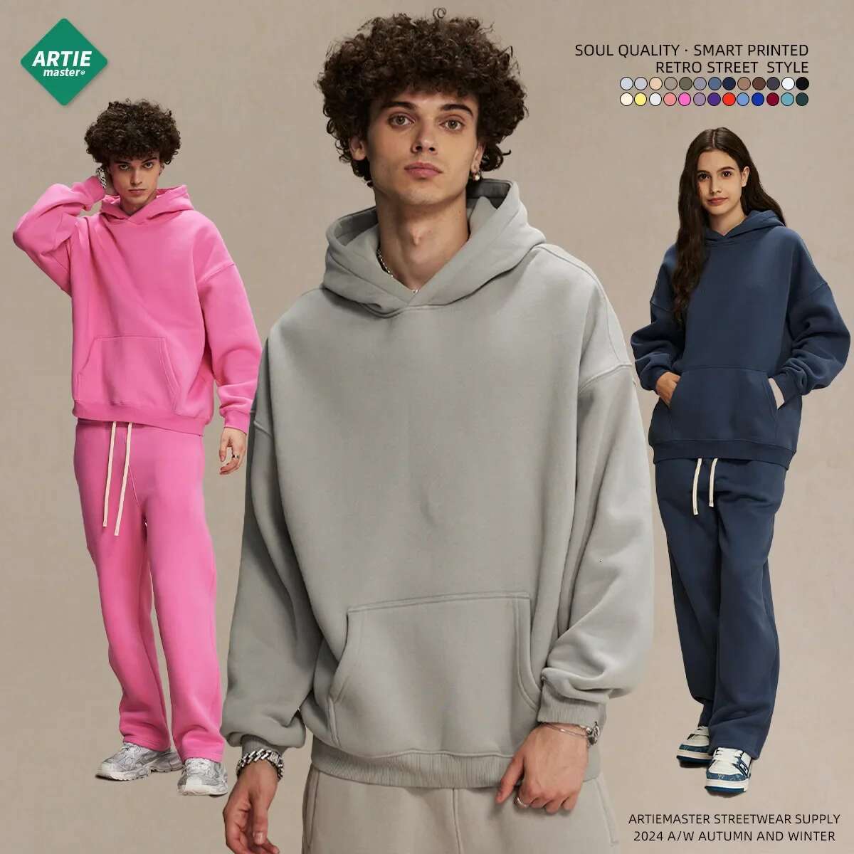 Autumn And Winter New Products Loose Veet 350G Oversize Thickened Hooded Tide Brand Men's Sweater
