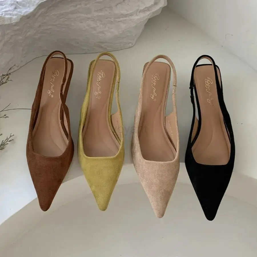 Bailamos Wen Sandals Pointed Toe Elegant Low-heel Shoes Summer Fi Slingback Wan Mes Shoes Pumps Dress Shoes Z250304
