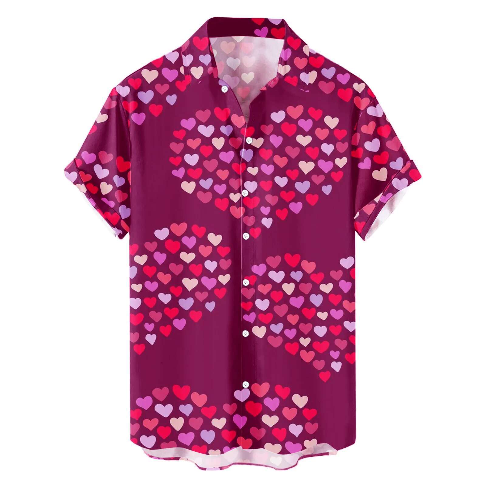 2025 New Designer Printed Men's Casual Shirt Summer Fashion Versatile Short Sleeve Shirt Button White Valentine's Day Clothing Party Social 