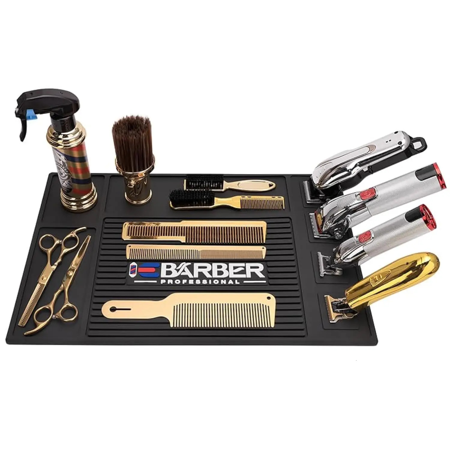 4/6grid Magnetic Anti-skid Pad Clippers Scissors Trimmers Holder Tray Silicone Storage Table Mat Heat Resistant Barber Tools 250304