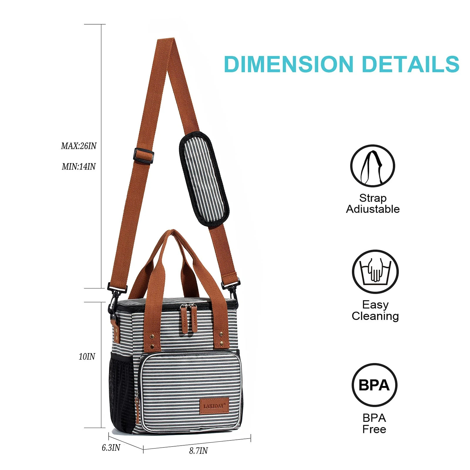 Fashion Large Tote Insulated Lunch Bag for Women Men Reusable Picnic Cooler Bags with Adjustable Shoulder Strap 250228