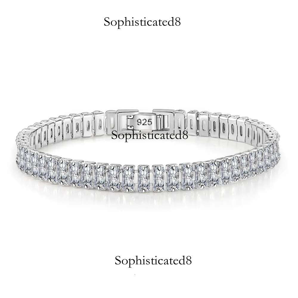 Solid Pure Sier 16/17/18/19/ Tennis Bracelet Pave 3 mm Round Black Jet Zircon Elegant Real Jewelry For Women
