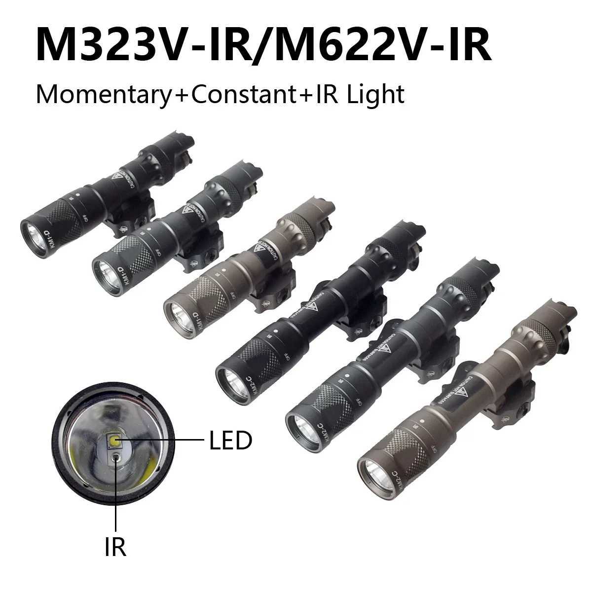 Tactical M300 M600 M323V M622V IR Infrared Weapon Gun Light Airsoft Flashlight Hunting Scout Light with Rote Switch QD MountXJ250303