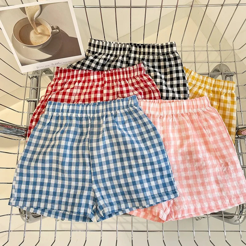 Boys Shorts Plaid Shorts for Kids Summer Children Beach Pants Thin Girls Trousers Baby Casual Shorts Clothing 250304