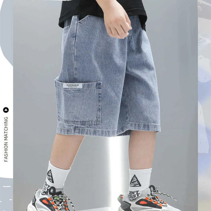Boys Jean Short Pants Kids sports Shorts Teenagers Letter Trousers Summer 3 To 12 Yrs Big Childrens Clothes Casual 250303